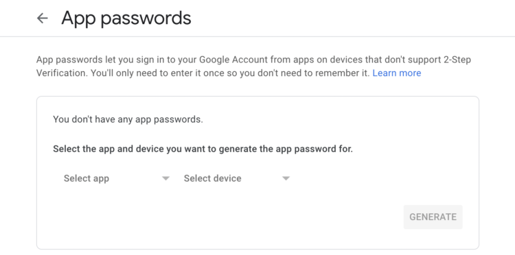 App Passwords