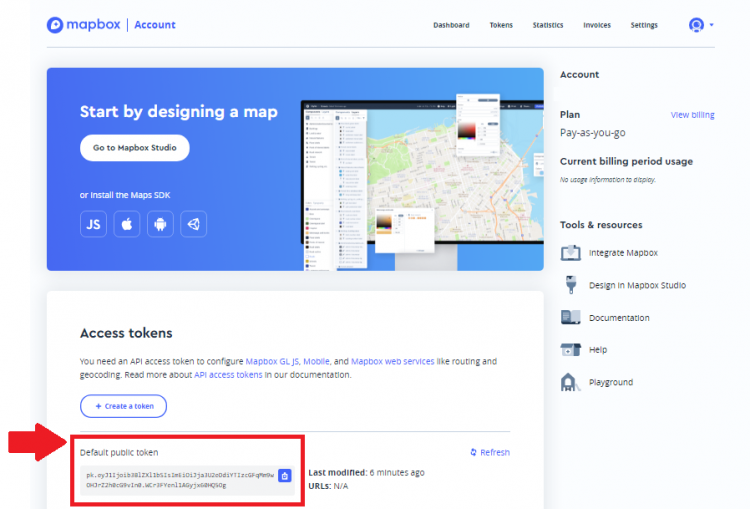 Authentication Token Map Box