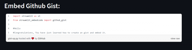 Github Gist Streamlit