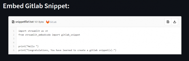 Gitlab Snippet Streamlit